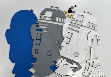 R2D2 Wandbild - parts overview painted